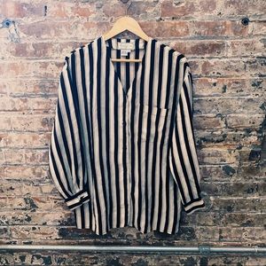 Vintage 100% Silk Striped Blouse